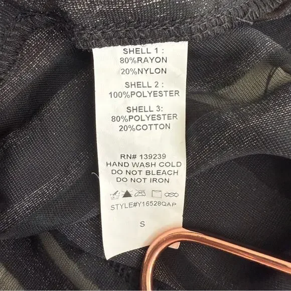 Do+Be Striped Burn Out Puff Sleeves Size Small Sheer Blouse Holiday Office Vixen - Picture 4 of 4